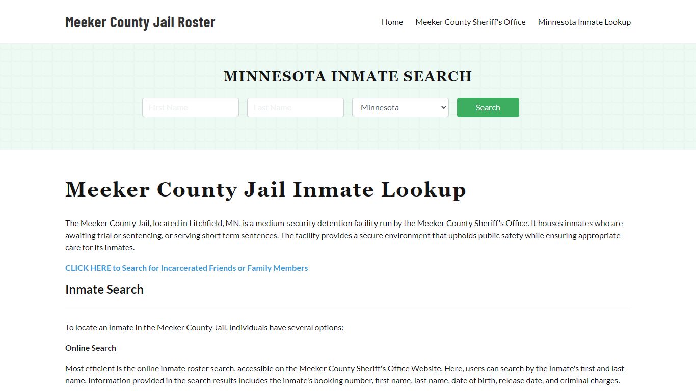 Meeker County Jail Roster Lookup, MN, Inmate Search